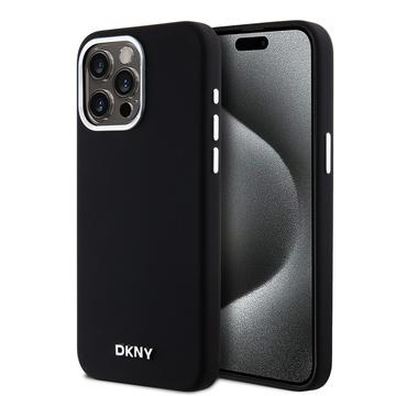 DKNY Silicone Metal Logo Back Case (MagSafe Compatible) - Geschikt voor Apple iPhone 15 Pro Max (6.7") - Zwart