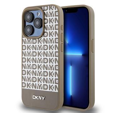 iPhone 15 Pro Max DKNY Repeat Pattern Bottom Stripe hoesje - MagSafe compatibel - Bruin