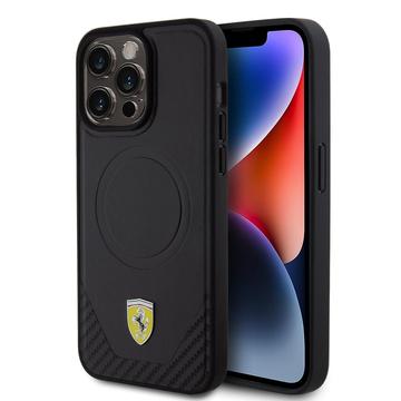 iPhone 15 Pro Max Backcase hoesje - Ferrari - Effen Zwart - Kunstleer