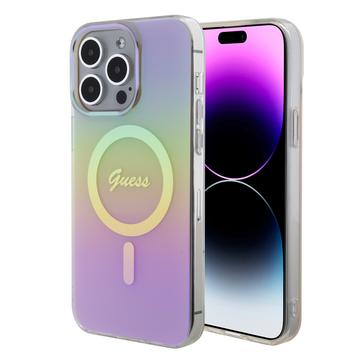 Guess Iridescent Script Back Case (MagSafe Compatible) - Apple iPhone 15 Pro Max (6.7") - Roze