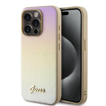 Guess Iridescent Metal Script Back Case - Apple iPhone 15 Pro Max (6.7") - Goud