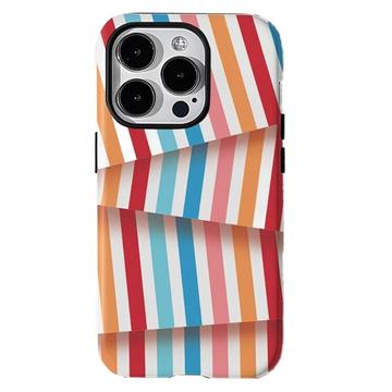 iPhone 15 Pro Max Stripes afneembare 2-in-1 hybride hoes - Rainbow