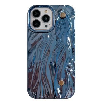 iPhone 15 Pro Max Gerimpeld gegalvaniseerd TPU hoesje - Blauw