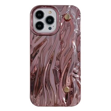 iPhone 15 Pro Max Gerimpeld gegalvaniseerd TPU hoesje - Roze