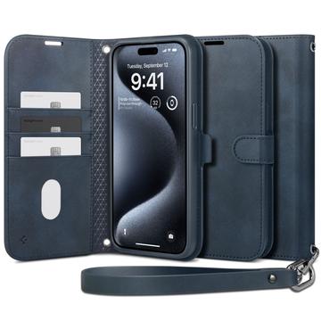 iPhone 15 Pro Spigen Wallet S Pro Portemonnee hoesje - Blauw