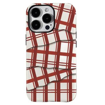 iPhone 15 Pro Stripes Afneembare 2-in-1 Hybride Hoesje - Rood / Wit