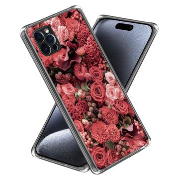 iPhone 15 Pro Stijlvolle Ultradunne TPU Hoesje - Rode Bloemen