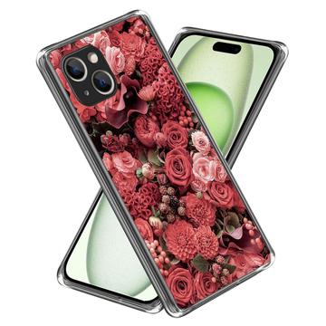 iPhone 15 Stijlvolle Ultradunne TPU Hoesje - Rode Bloemen