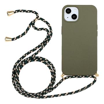 iPhone 15 TPU Hoesje met Lanyard - Army Groen