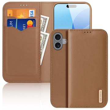 iPhone 16 Dux Ducis Hivo Wallet Leren Hoesje - Bruin