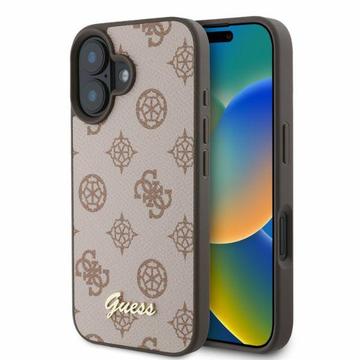 iPhone 16 Guess Peony Script hoesje - MagSafe compatibel - Bruin