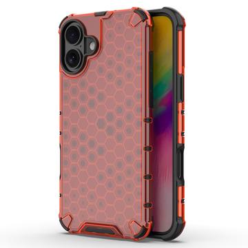 iPhone 16 Honeycomb Armored Hybride Hoesje - Rood