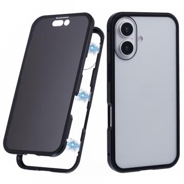 iPhone 16 Magnetisch Hoesje met Gehard Glas - Privacy - Zwart