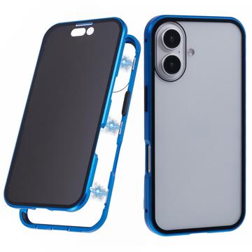 iPhone 16 Magnetisch Hoesje met Gehard Glas - Privacy - Blauw