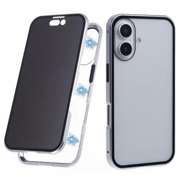 iPhone 16 Magnetisch Hoesje met Gehard Glas - Privacy - Zilver