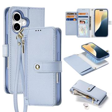 iPhone 16 Plus Dux Ducis Lawa Leren Portemonnee Hoesje met magneet - Baby Blauw