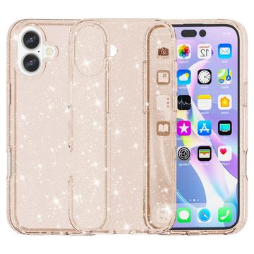 iPhone 16 Plus Stijlvolle Glitter Series Hybride Hoesje - Goud