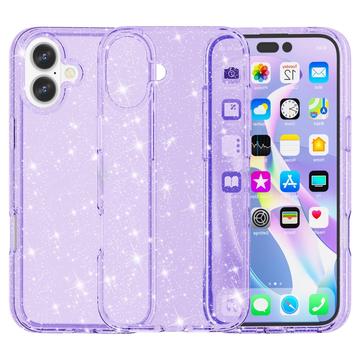 iPhone 16 Plus Stijlvolle Glitter Series Hybride Hoesje - Paars