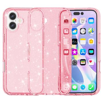 iPhone 16 Plus Stijlvolle Glitter Series Hybride Hoesje - Roze