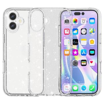 iPhone 16 Plus Stijlvolle Glitter Series Hybride Hoesje - Wit