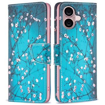 iPhone 16 Plus Wonder Series Portemonnee Hoesje - Witte Bloemen