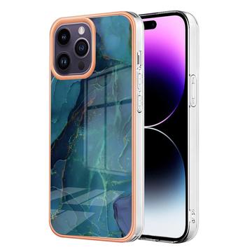 iPhone 16 Pro Marmerpatroon Gegalvaniseerd IMD TPU Hoesje - Groen