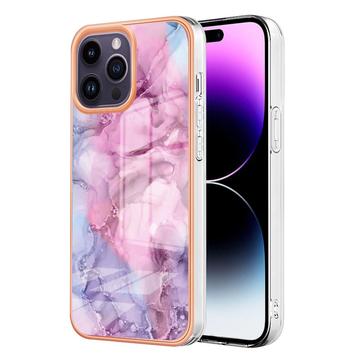 iPhone 16 Pro Max Marmerpatroon Gegalvaniseerd IMD TPU Hoesje - Blauw / Roze