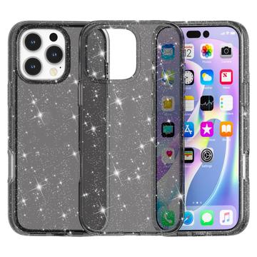 iPhone 16 Pro Max Stylish Glitter Series Hybride Hoesje - Zwart