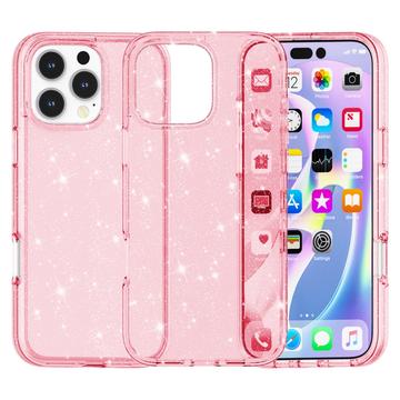 iPhone 16 Pro Stylish Glitter Series Hybride Hoesje - Roze