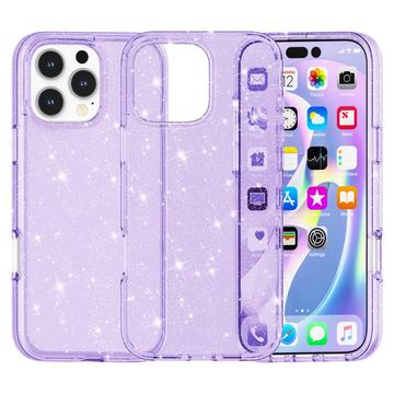 iPhone 16 Pro Stylish Glitter Series Hybride Hoesje - Paars