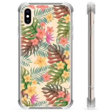 iPhone X / iPhone XS hybride hoesje - roze bloemen