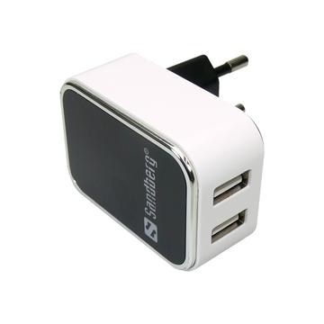 Sandberg 440-57 Dubbele USB-wisselstroomlader - Zwart / Wit