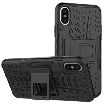 iPhone X / iPhone XS Antislip Hybride Hoesje - Zwart