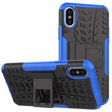 iPhone X / iPhone XS Antislip Hybride Hoesje - Blauw / Zwart