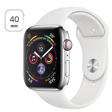 Apple Watch Series 4 LTE MTVJ2FD/A - Roestvrij staal, Sportband, 40 mm, 16 GB - Zilver