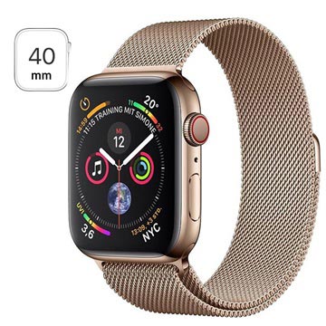 Apple Watch Series 4 LTE MTVQ2FD/A - Roestvrij staal, Milanese Loop, 40mm, 16GB - Goud