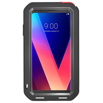 LG V30 Love Mei Powerful Series Hybrid Case - Zwart