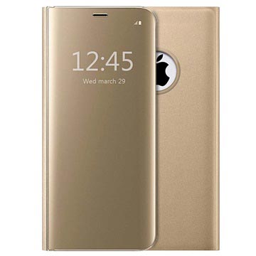 iPhone 7/8/SE (2020)/SE (2022) Luxe Flip Case met Spiegelweergave - Goud