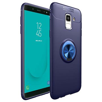 Samsung Galaxy J6 Magneet Ring Grip / Standaard Hoesje - Blauw