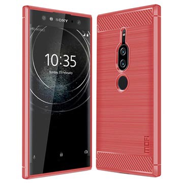 Mofi Carbon Fiber Sony Xperia XZ2 Premium TPU Case - Rood