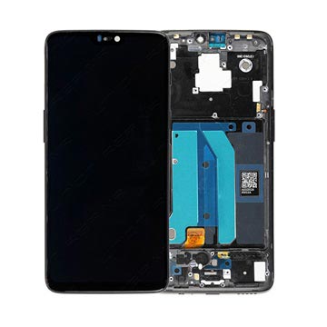 OnePlus 6 Front Cover & LCD Display - Middernacht Zwart