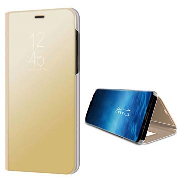 Samsung Galaxy A8 (2018) Luxe Mirror View Flip Case - Goud