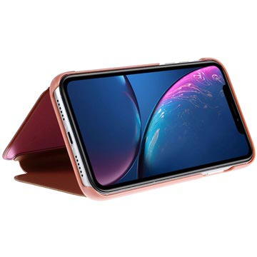 Luxury Series Mirror View iPhone XR Flip Case - Rose Gold