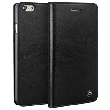 iPhone 6 / 6S Qialino Classic Wallet Leren Hoesje - Zwart