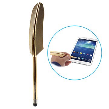 Retro Feather Style Universele Capacitieve Stylus Pen - Goud