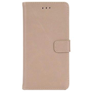 Huawei P9 Lite Retro Portemonnee Hoesje - Beige