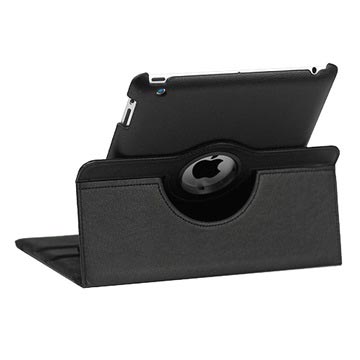 Rotary Leren Case - iPad 2, iPad 3, iPad 4 - Zwart