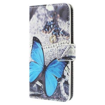 Samsung Galaxy S6 Edge Stijlvol Portemonnee Hoesje - Blauwe Vlinder