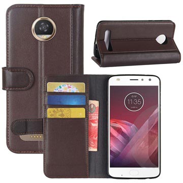 Motorola Moto Z2 Play Portemonnee Hoesje Met Textuur - Bruin