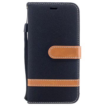 iPhone X / iPhone XS Two-Tone Jeans Portemonnee Hoesje - Zwart